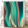 Elegant Green Wave Shower Curtain Bath Decor Modern Waterfall Design For Bathroom 72 X 84 Inch Waterproof Fabric With Hook Rings