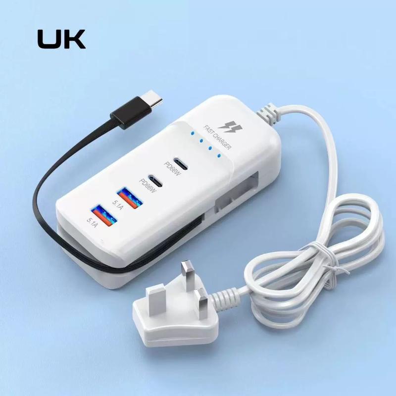 USB-зарядное устройство PD Type C Быстрая зарядка Быстрые настенные зарядные устройства Многопортовый USB-концентратор Адаптер для мобильного телефона Вилка ЕС/США USB Type C Быстрая зарядка