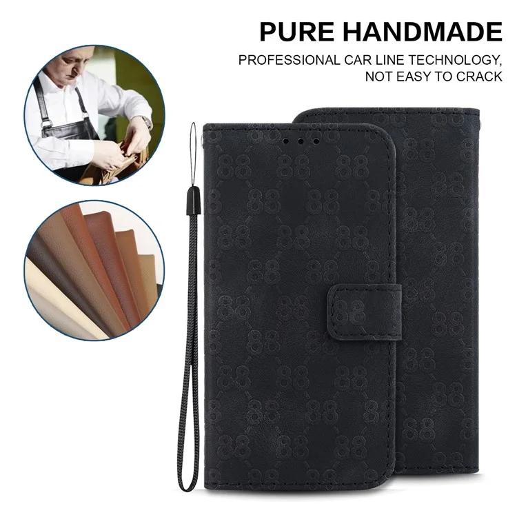 Shockproof Leather Cover for Honor 90 Pro Double 8-Shape Imprinted Wallet Stand Phone Case