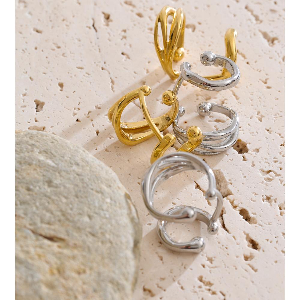 Eetit Персональные Унисекс Украшения Без Пирсинга Клипса на Ухо из Нержавеющей Стали Двухслойная Серьги-Косточки Водонепроницаемые Привлекательные Украшения