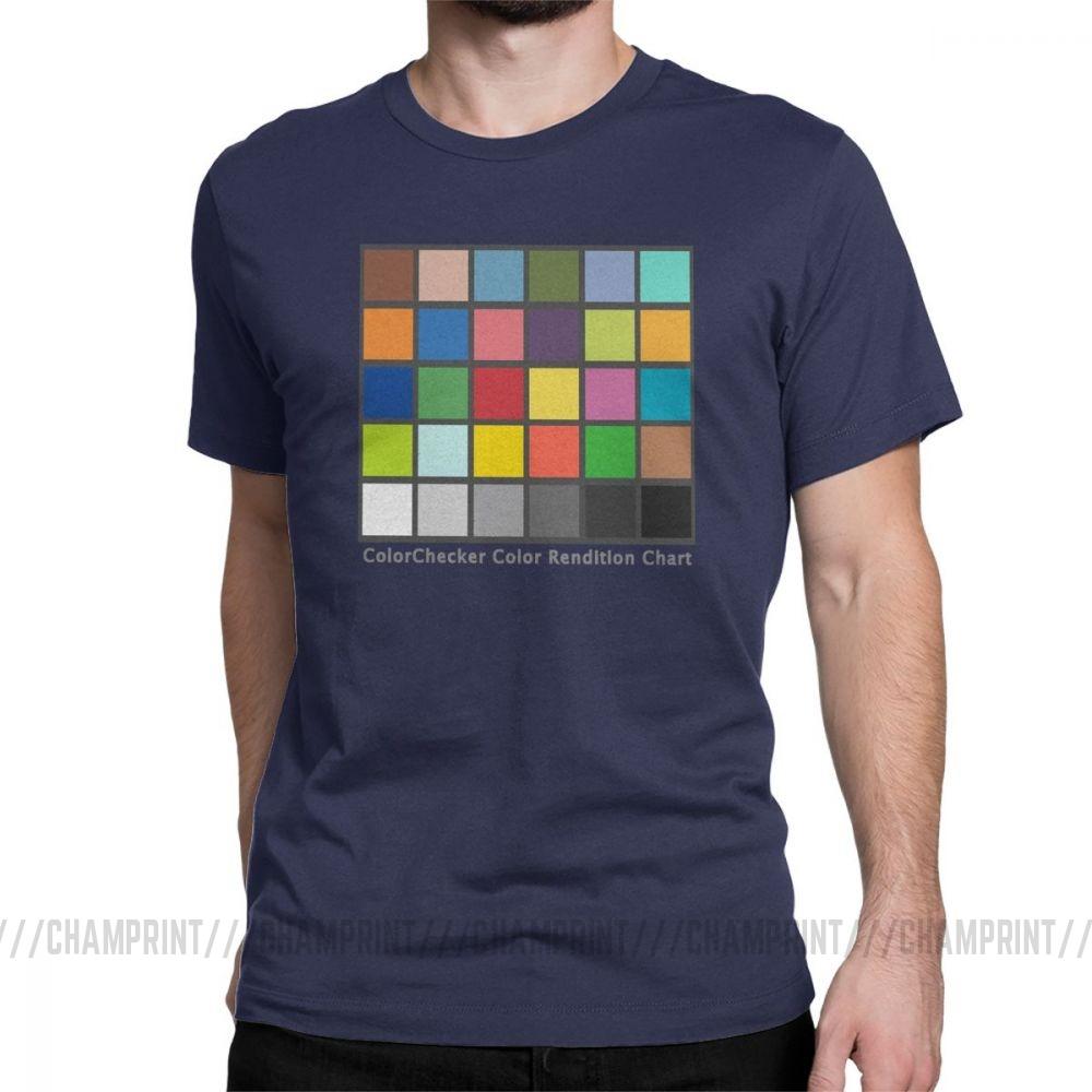 Мужская футболка Color Checker Table Винтажная хлопковая футболка с коротким рукавом Футболка для фотографа Круглая
