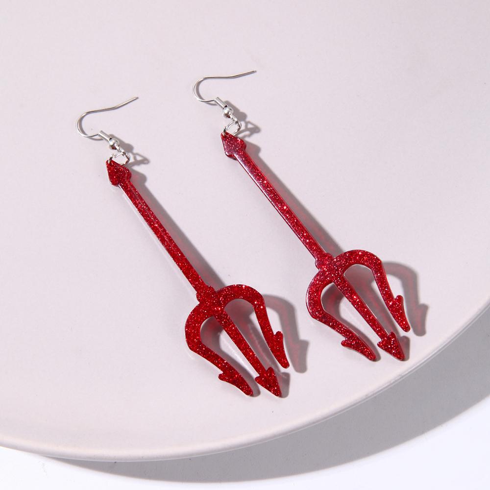 1 пара серег-дьяволят, серьги на Хэллоуин, висячие красные дьявольские аксессуары для женщин
