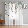 Christmas And Winter Eucalyptus Leaves Curtains For Living Room Bedroom Home Decoration Window Voile Tulle Curtain Drapes