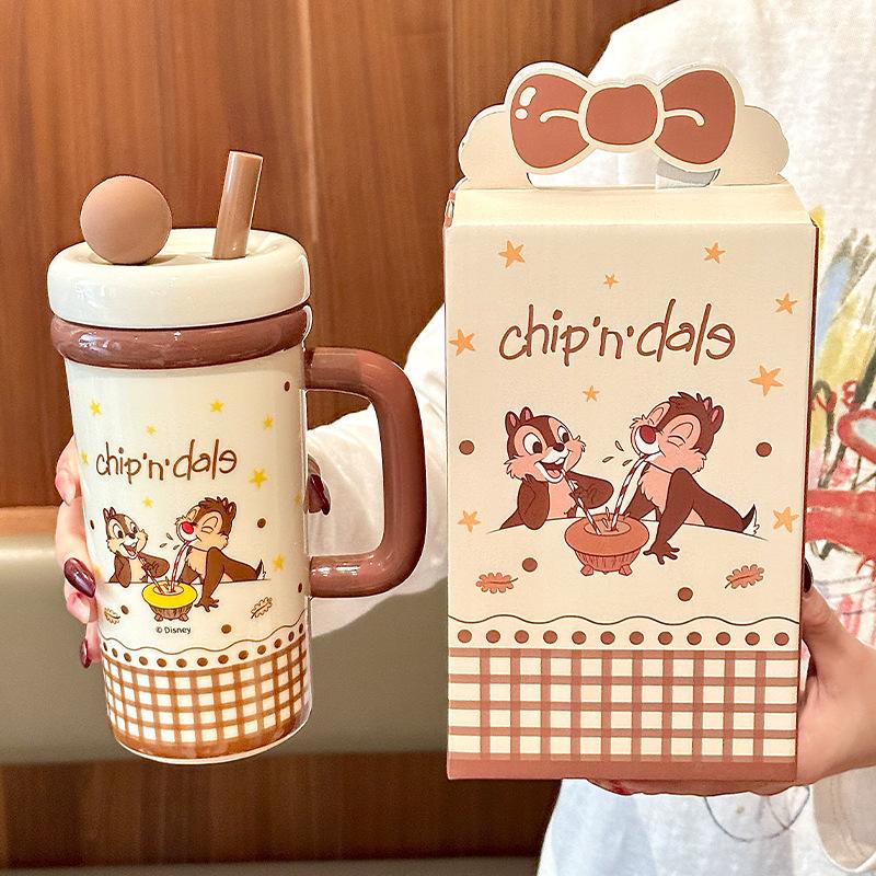 Cute Mickey Large Capacity Ice Ba Cup Girls High Value Straw Water Cup Children's Birthday Gift