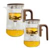 Water Separation Glass Teapot Tea Infuser Pot Glass Transparent Wooden Handle Glass Teapot Tea Leaves Filter Carafe Set
