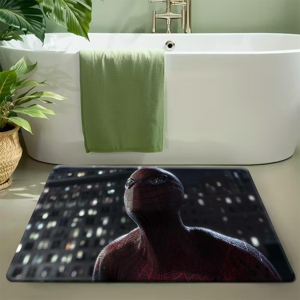 Marvel 1pc Cartoon Print Doormat, Red Suit with Spiderweb Background Pattern, Easy to Clean, Suitable for Home Entrances, Bat