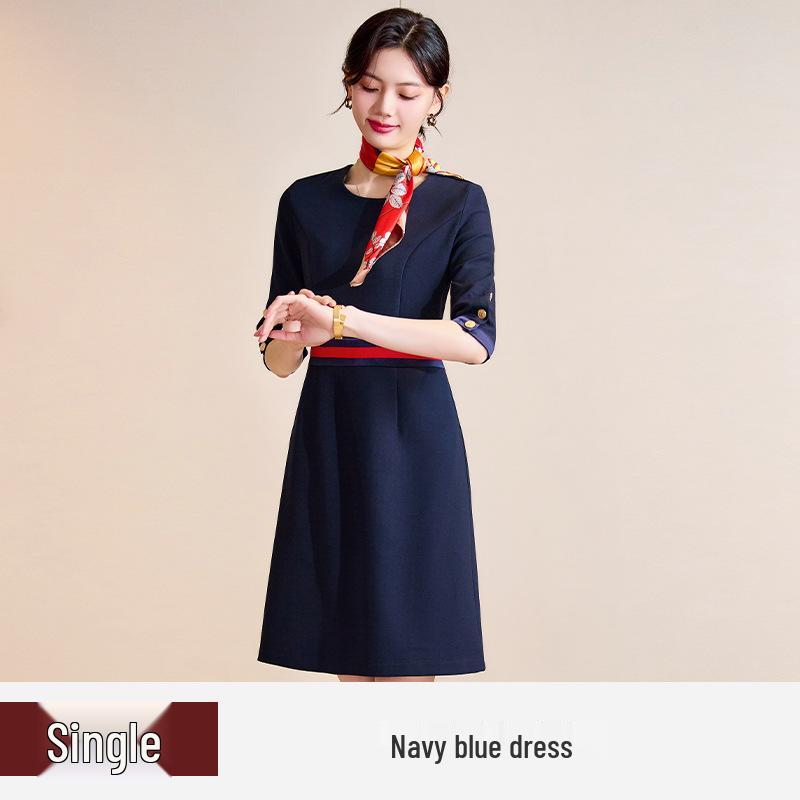 Элегантное платье с рукавом средней длины для осени/зимы для женщин - Изысканное платье светской львицы и униформа бортпроводницы