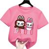 New Labubu Children's T-shirt Cute LABUBU Pattern Girl Round Neck Short Sleeve Casual Versatile Clothing