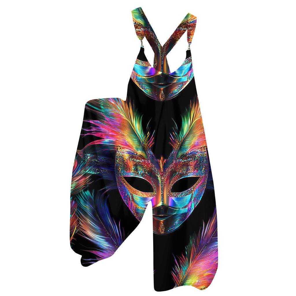 Женский комбинезон с принтом в винтажном стиле (Нерегулируемые ремни)