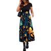 Женское платье с короткими рукавами и круглым вырезом, элегантное длинное платье с принтом