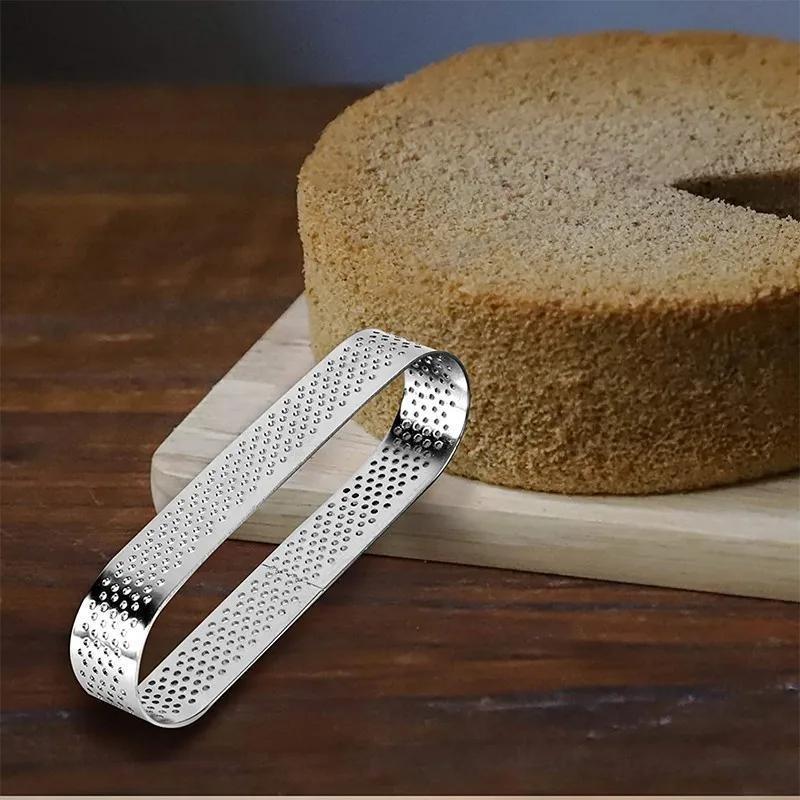 12Pcs Oval Round Muffin Tart Rings Stainless Steel Porous Tart Ring Perforated Cake Mousse Mold Cookies Cutter Pastry Quiche Mold Tool