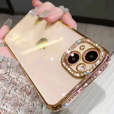 Роскошный прозрачный чехол с покрытием-блестками и стразами для iPhone 17 16 11 14 15 Pro Max Plus, женский силиконовый противоударный чехол