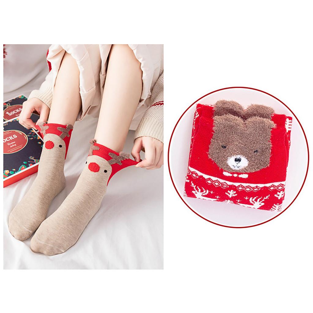 Модные рождественские милые носки с героями мультфильмов, подарочная коробка, зимние женские носки средней длины