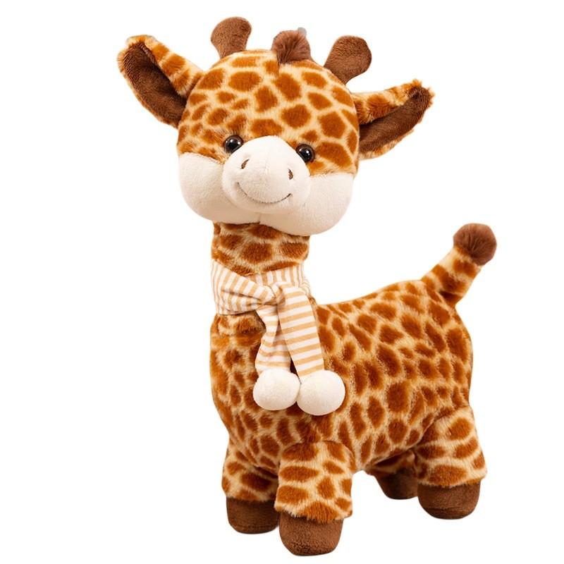 Cute Giraffe Plush Doll High Quality Short Plush Stuffed Animal Scarf Toy For Children