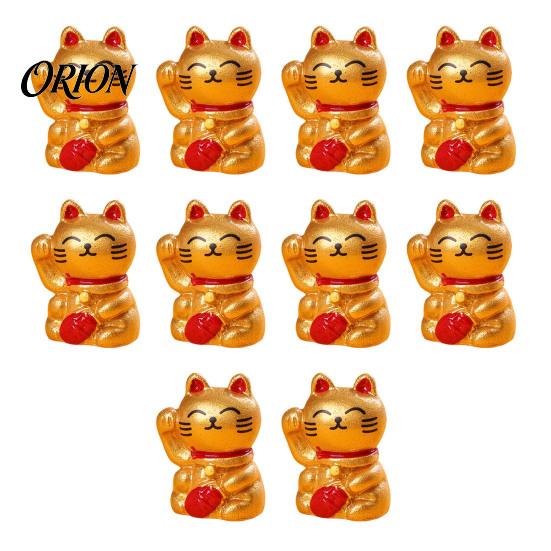 Lucky Cat for Game Night 10PCS Mini Figurines, Resin Beckoning Gift Mahjong Lovers Ornaments, Prosperity Figurine Table Desktop Display Japanese Decor