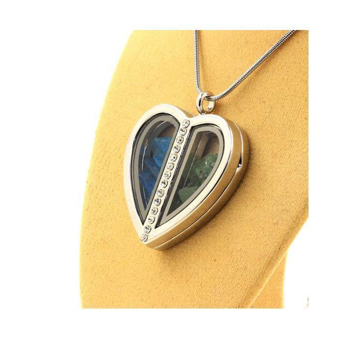 Pierres et Minéraux. Collier Apatite bleu neon + Grenat Tsavorite brut. Modèle coeur..