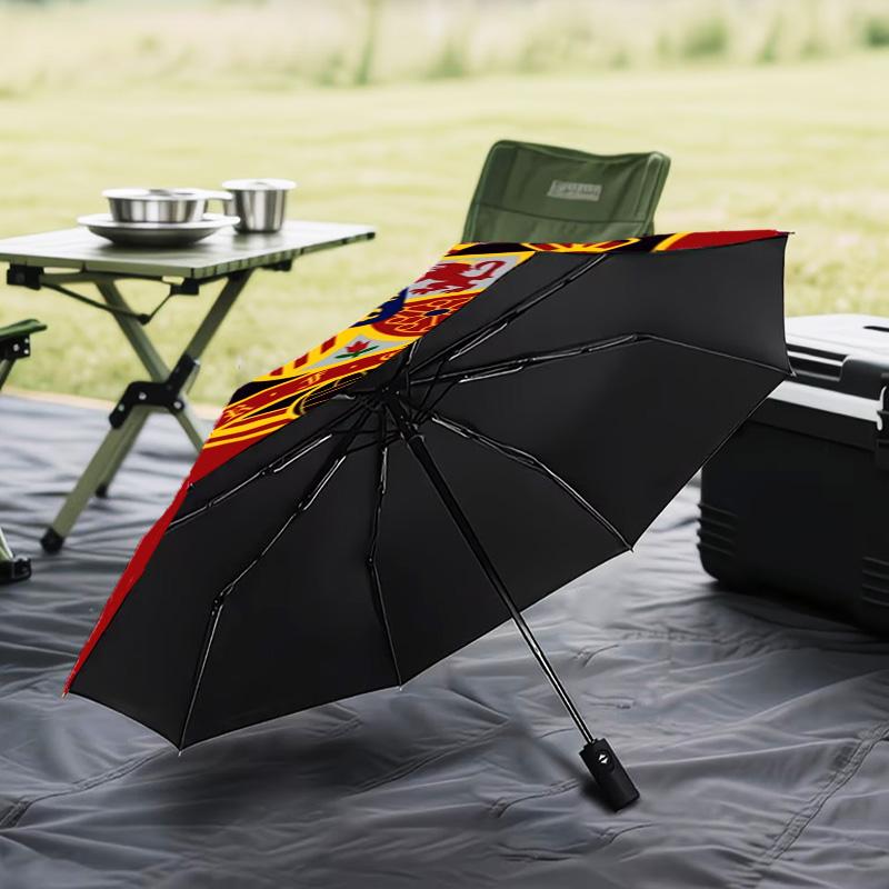 1PC Spain's Royal Emblem Printed Umbrella Folding umbrella, automatic umbrella 8-Frame for Travel, camping Fan gifts Christmas Gifts