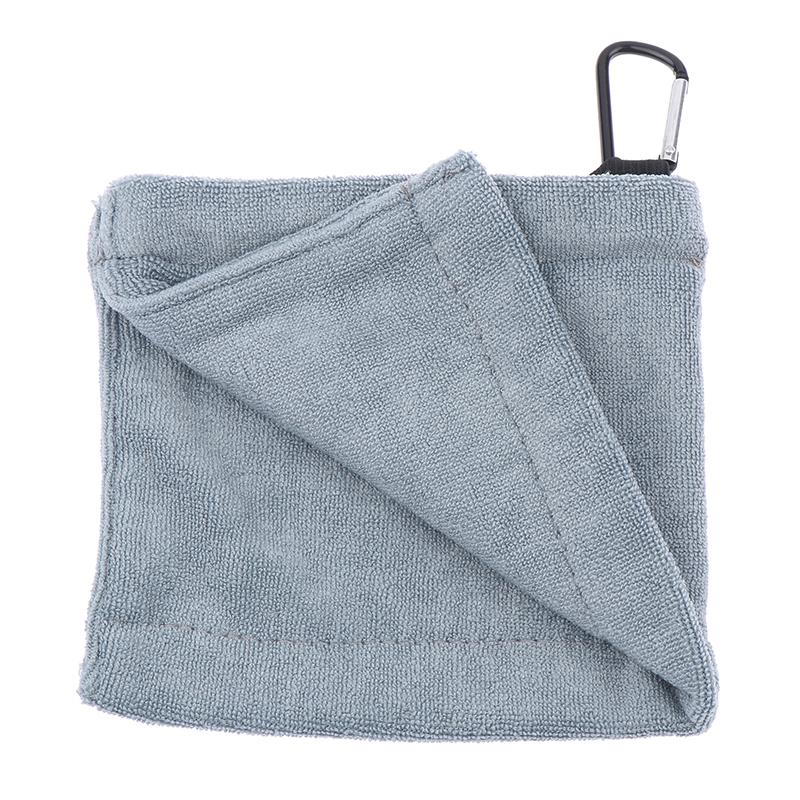Square Microfiber Golf Ball Cleaning Towel Featuring Carabiner Hook for Water Absorption Club Head Wipe Cloth