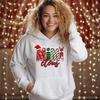 Women's Autumn and Winter Hooded Long Sleeved Top, Loose Oversized Pullover, Christmas Letter Printed Warm Sportswear