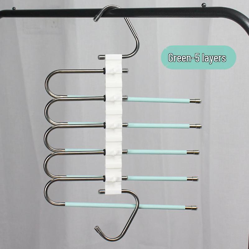 Stainless Steel Multi-Layer Folding Pants Hanger with Clips - Magic Storage Rack for Wardrobe