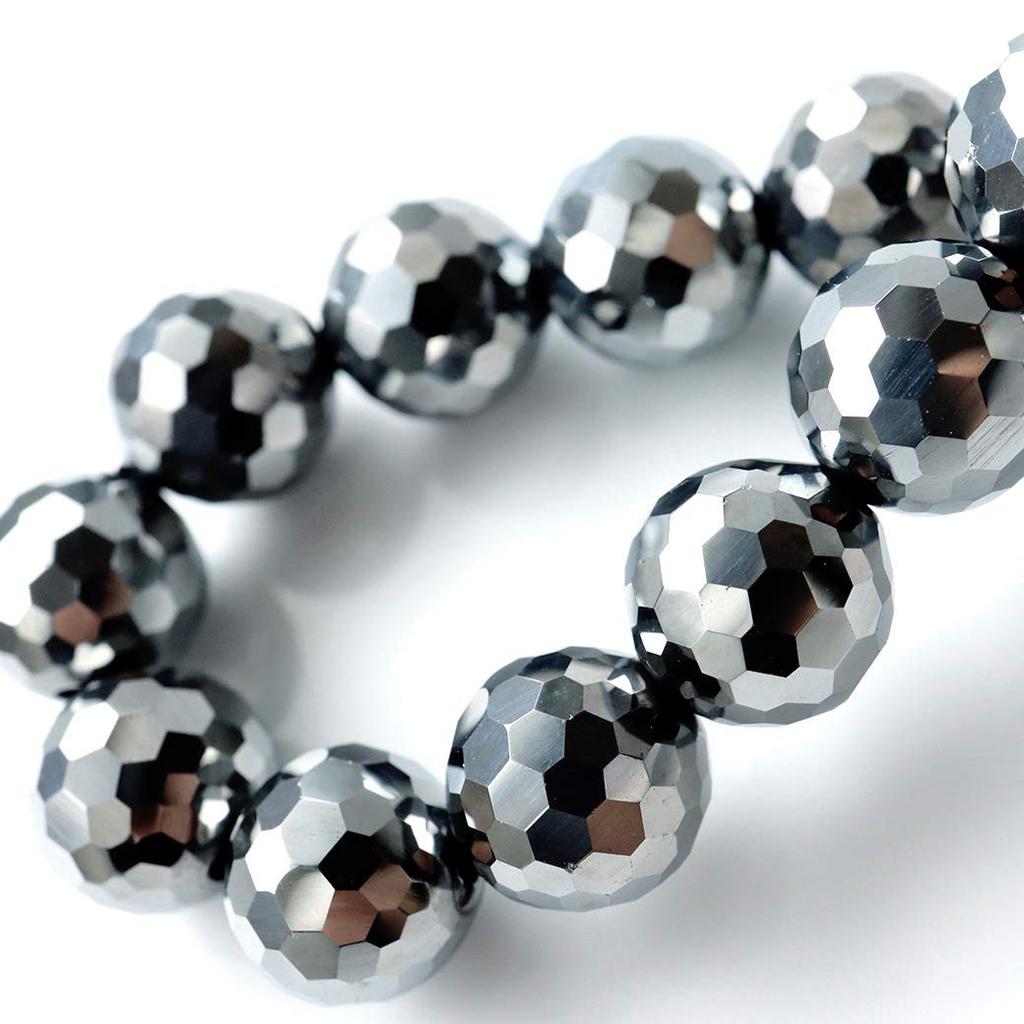 High Purity Mirror Cut Terahertz Ore Bracelet 10mm Comes with Exclusive Box Inner Diameter [GOLD STONE] Approx. 17.5cm