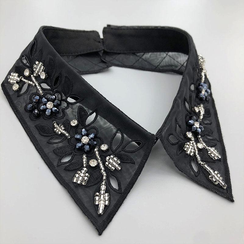 Beading Fake Collar Women Elegant Diamond Detachable Collars for Woman False Shawl Shoulder Wrap Lapel False Collars Woman Tie