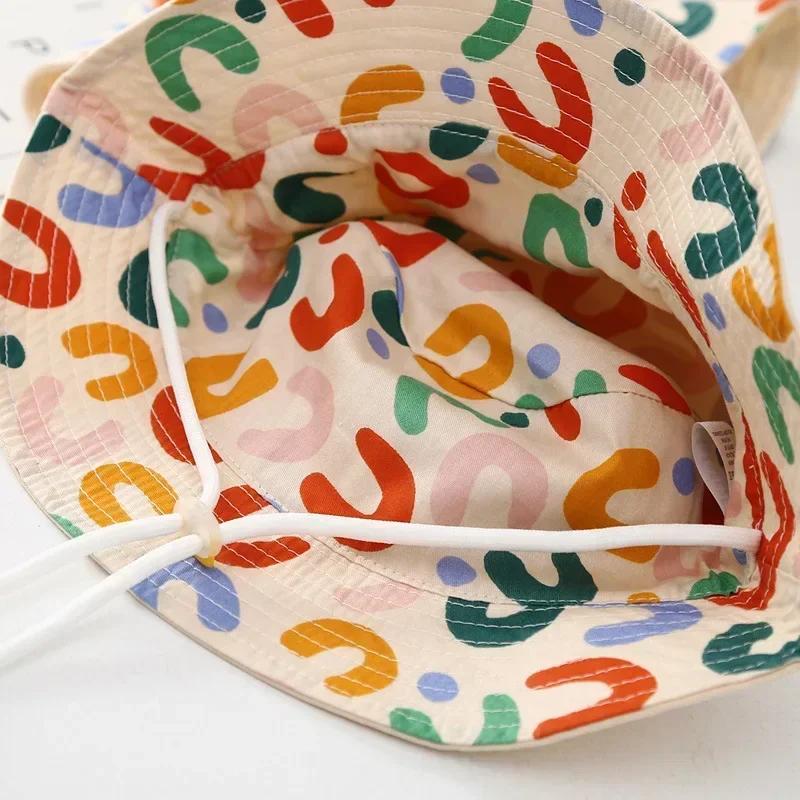 Двусторонняя детская панама-ведро с милой надписью и вышивкой для мальчиков и девочек, панама-рыбак, летняя уличная детская шляпа от солнца