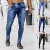 New Denim Men's Pants Trend Black Slim High-waisted Denim Leggings Male