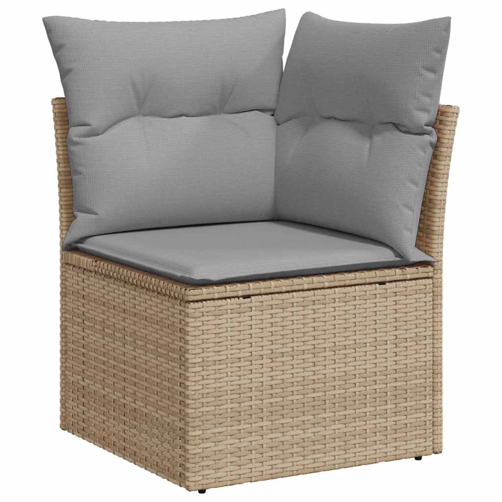 9 piece garden sofa set with cushions beige and gray poly rattan