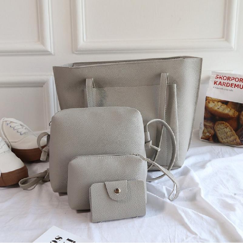 Модный набор женских сумок с узором личи из 4 предметов