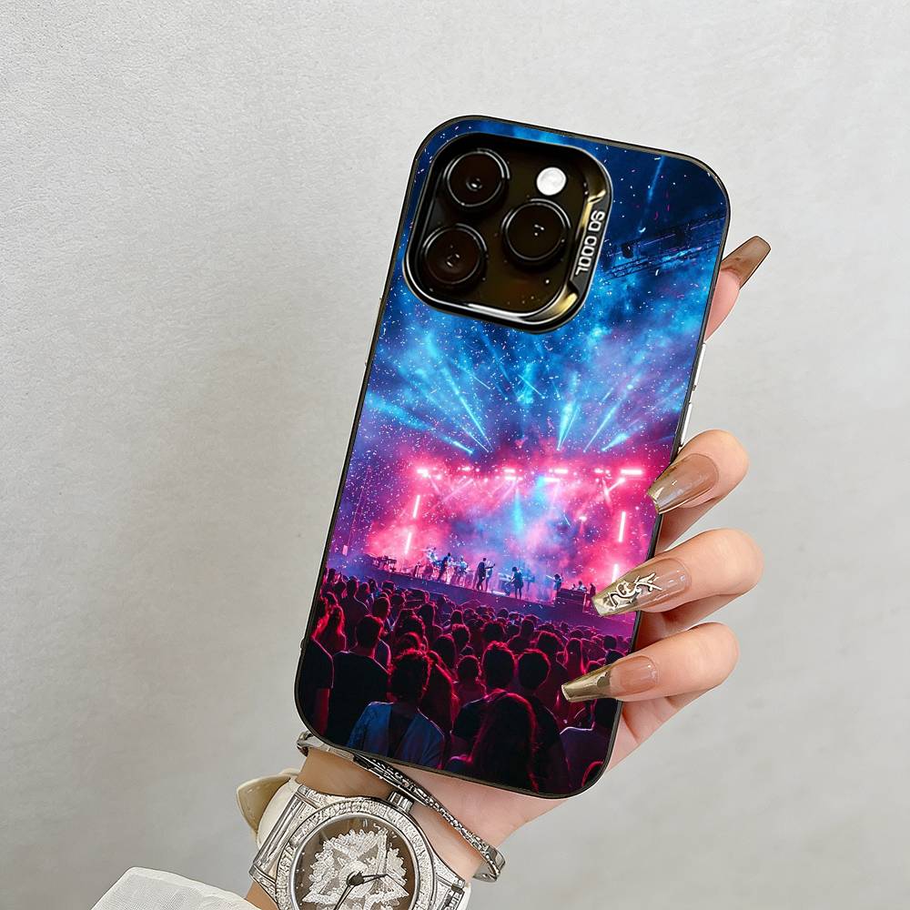 Music Festival Phone Case For iPhone 17,16,15,14,13,12,11 Plus,Pro Max,XS,Colorful Silver Black Cover