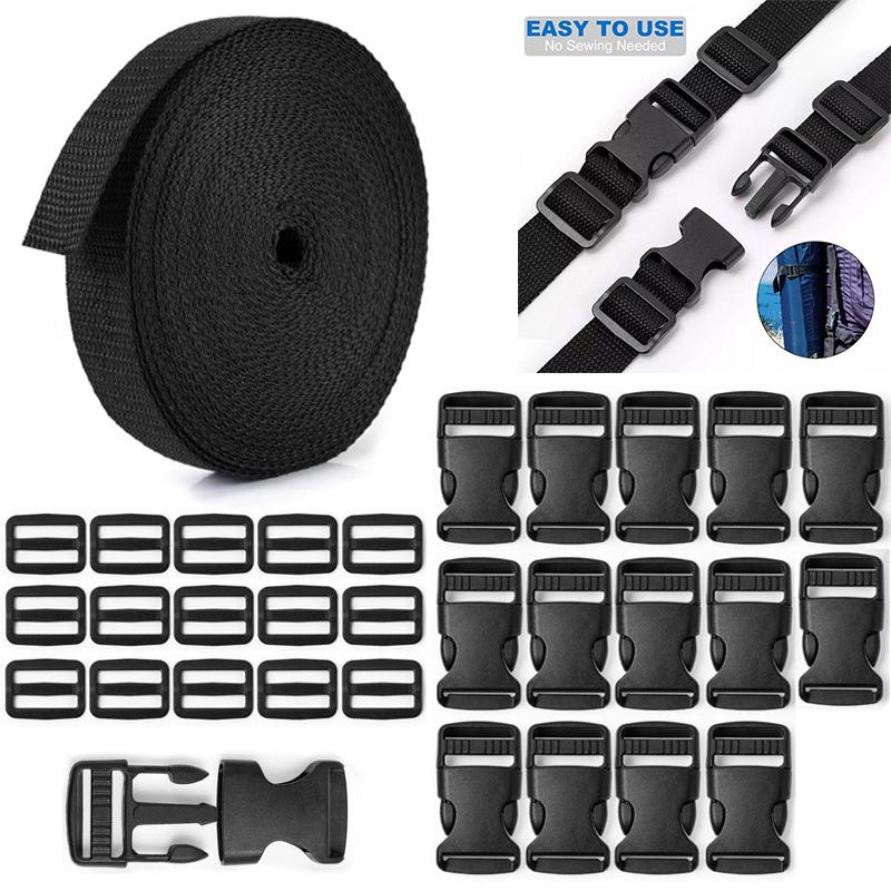 1 комплект 10 метров боковые сумки для самостоятельного рюкзака черный пластиковый нейлоновый ремень пряжка клипса