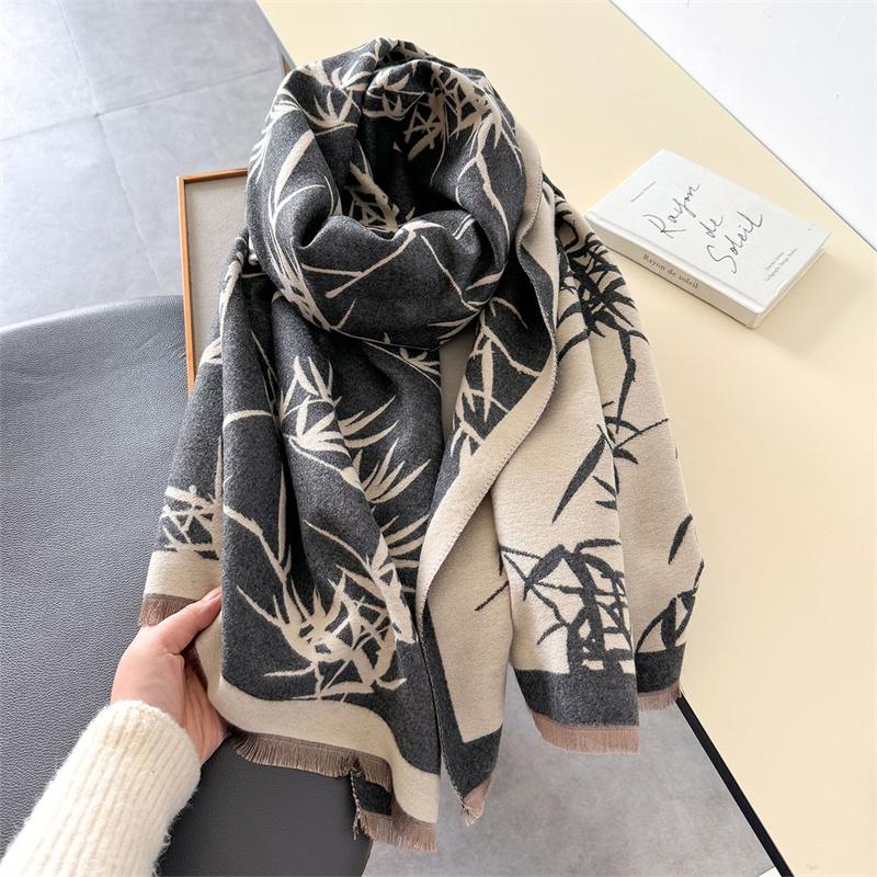 Luxury Brand Cashmere Women Floral Scarf Winter Warm Shawl and Wrap Bandana Pashmina Female Foulard Square Thick Blanket Poncho