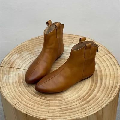 Мода 2024 года, высококачественные женские туфли, женские сапоги с молнией сзади, модные современные ботинки с круглым носком, женские новые однотонные ботильоны Zapatos Mujer