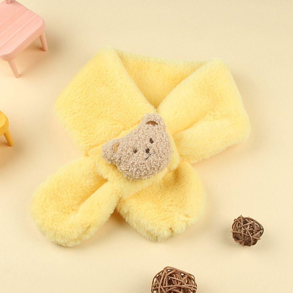 Plush Neck Warmer Warm Plush Scarf Fashion Children Cross Neckerchief  Outdoor