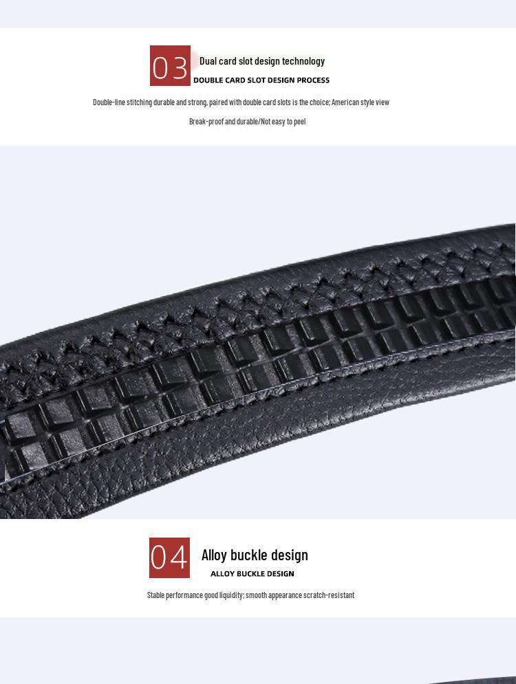 Мужской ремень из сплава и коровьей кожи с автоматической пряжкой для повседневной и универсальной носки