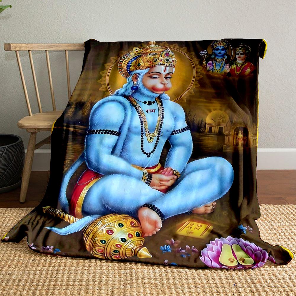 Blue Deity with Golden Crown DesignFlannel blanket for bedroom, living room, sofa, and nap