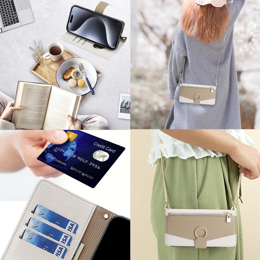 Cross-border Tecno Spark 20 Pro & Itel A50 4G Shoulder Strap Wallet Mirror Leather Phone Case