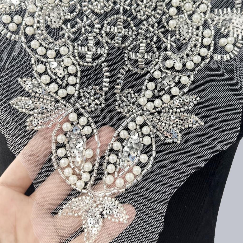 Diy Dress Collar Flower Heavy Industry Beads Bead Tube Sequins Flower Lace Collar Embroidered Beads Clothing Accessories