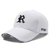 Spring New Embroidered Three-dimensional R Letter Hat Men's and Women's Youth Casual Simple and Versatile Hard Top Curved Brim Baseball Cap