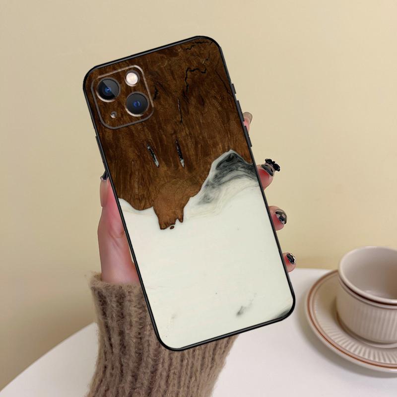 Wood Resin Pattern Phone Case For iPhone 15 Pro Max 11 12 13 14 16 17 Pro Max mini Plus 16e 17 Air Cover Funda