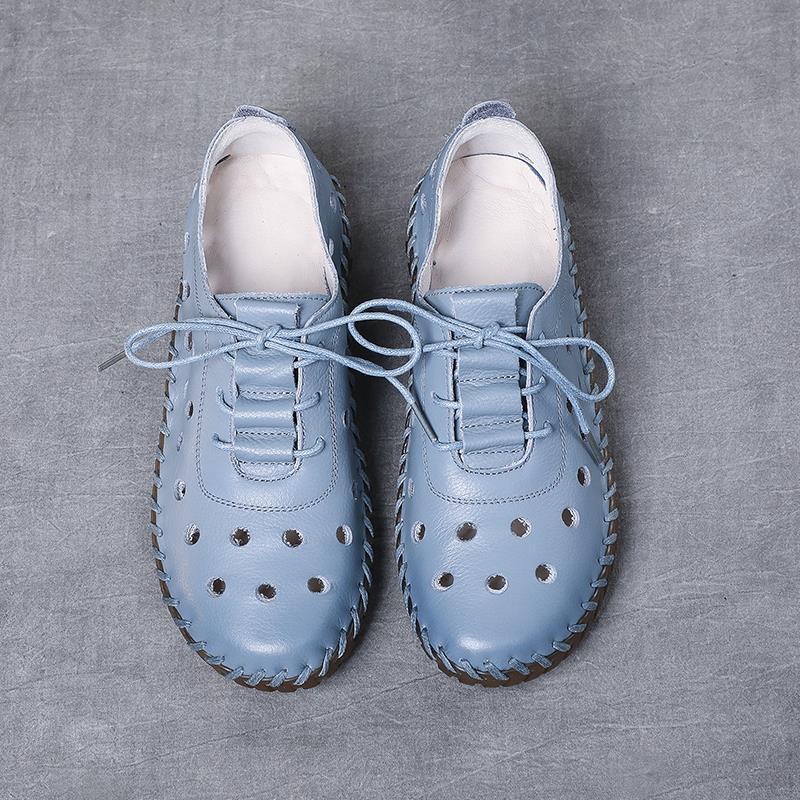 Женские летние однотонные туфли с мягкой подошвой и отверстиями, повседневные дышащие сандалии