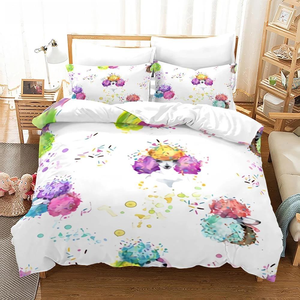 Cartoon Dog King Queen Duvet Cover Lovely Illustrated Pet Puppy Bedding Set Animal Quilt Cover 2/3pcs Polyester Comforter Cover