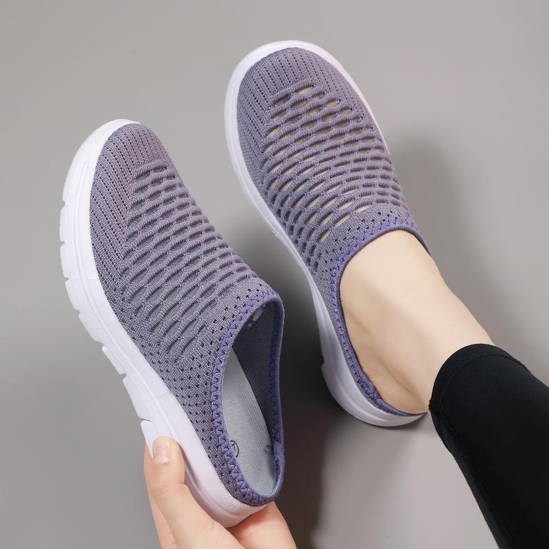 Женские сабо с открытой спиной, прогулочные кроссовки, летние сандалии для девочек, удобные повседневные дорожные тапочки-мюли для мам, большой размер