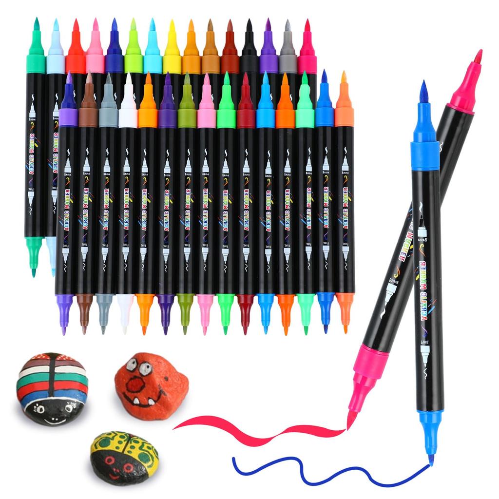 Acrylic Marker 30 Color Thick and Thin Can Be Written On Plastic for Painting Gift Set, Colors, Pen, Water-based Pen, Non-toxic, Waterproof,