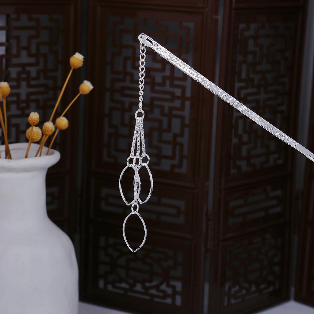 Miao Geometric Hollowed Out Step Shaking Tassel Hairpin Vintage Peacock Tassel Ancient Wind Cheongsam Cheongsam Hanbok Hair Ornaments