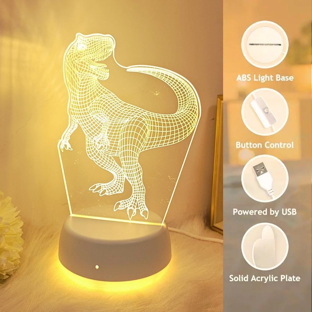 USB3D Ночник Тираннозавр - Идеальный подарок для любителей динозавров, Декоративный атмосферный светильник для спальни/рабочего стола
