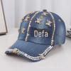 Women's Rhinestone Denim Baseball Cap - Paris Lettering Sun Hat