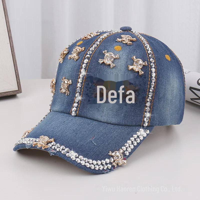 Women's Rhinestone Denim Baseball Cap - Paris Lettering Sun Hat