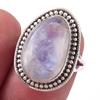 Natural Rainbow Moon Stone Gemstone Handmade 925 Sterling Silver Ring S.6 J1z59